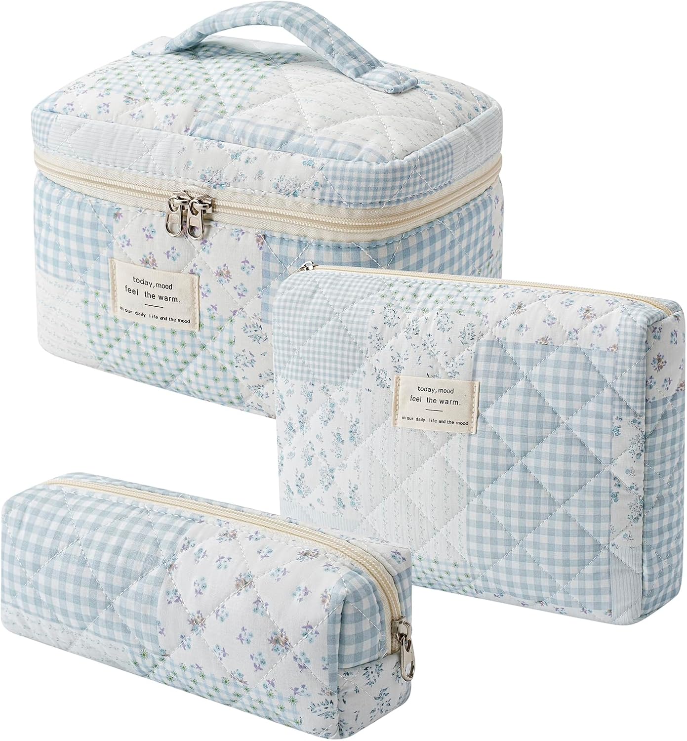 Bolsa maquillaje viaje acolchada mujer estampado floral