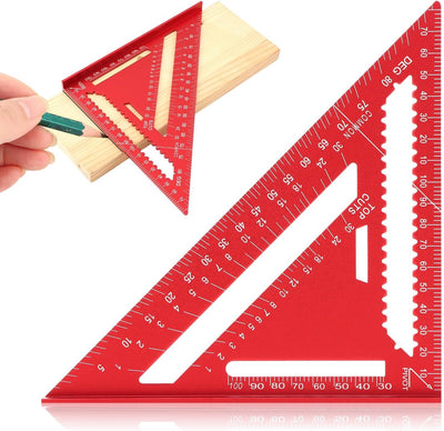 Carpintero cuadrado aluminio 7pulg regla triangular color rojo