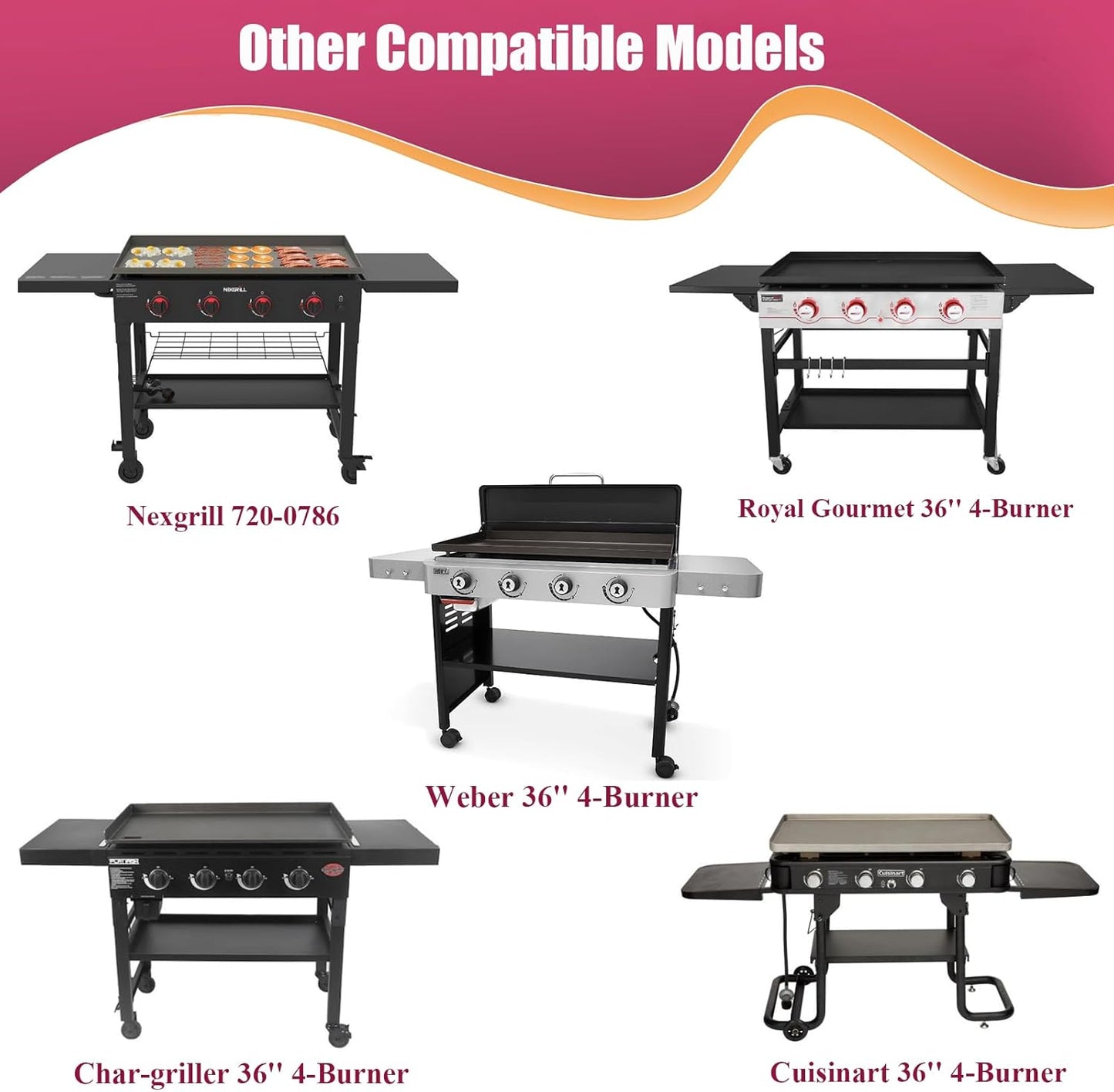 Tapa plancha 36pulg bisagras para Nexgrill y Member Mark