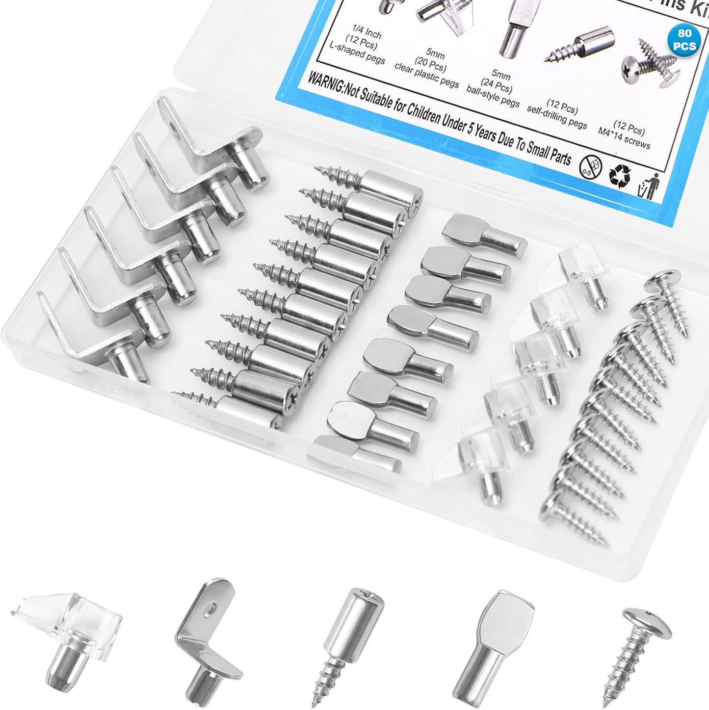 Set 80 clavijas estante 0.197pulg 1/4 pulg chapado níquel