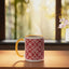 Taza cerámica Maroon Red Trellis Preppy Chinoiserie amarillo/blanco