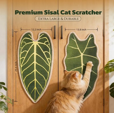 Tapete rascador sisal natural forma hoja para gatos
