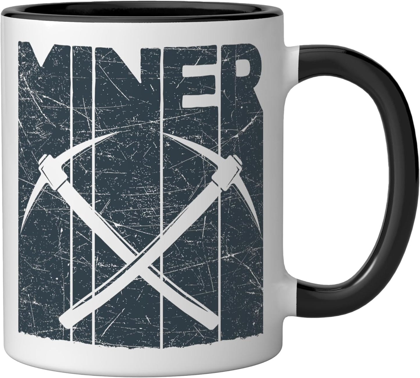 Taza de cerámica coal miner estilo vintage negro y blanco