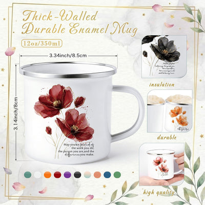 Tazas regalo San Valentín empleados 12oz esmaltadas flores acuarela