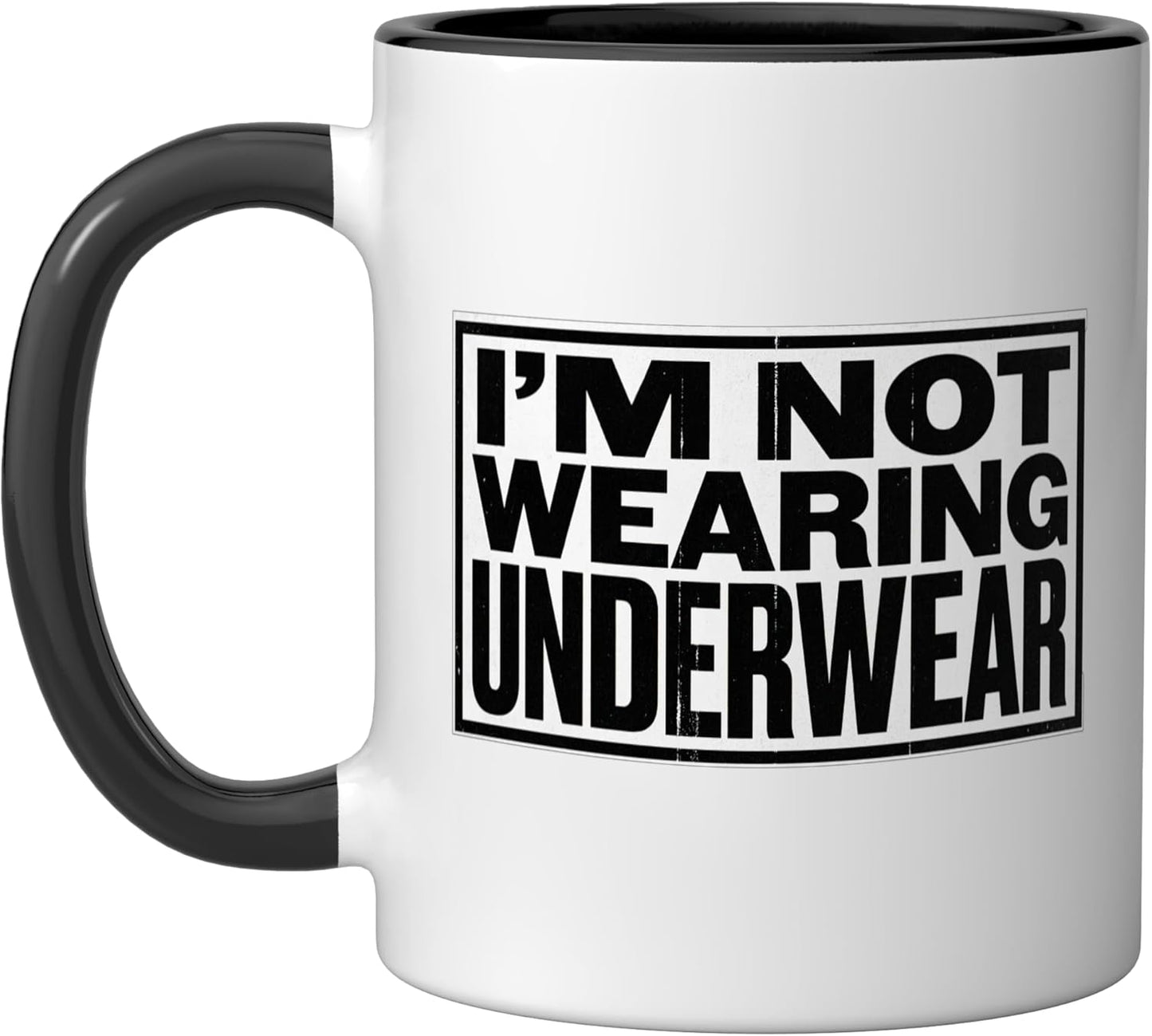 Taza cerámica humorística sin ropa interior negra/blanca