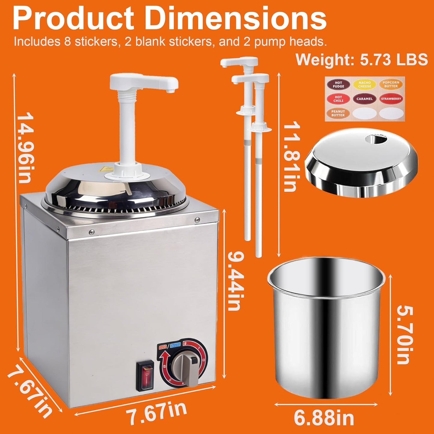 Dispensador queso acero inox con bomba y control temp