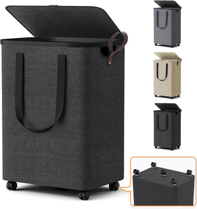 Canasta ropa con ruedas 75L colapsable baño dormitorio