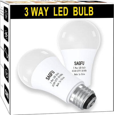 Bombillas LED 3 vías A19 E26 30-100W equivalente blanco suave set 2