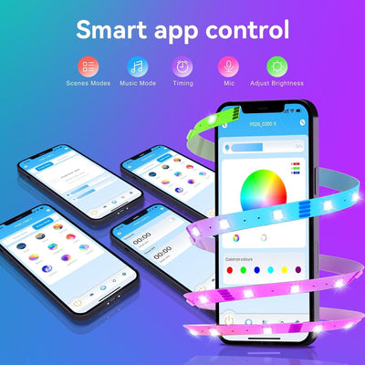 Tira Luces LED RGB 25ft Control Remoto App Sincroniza Música