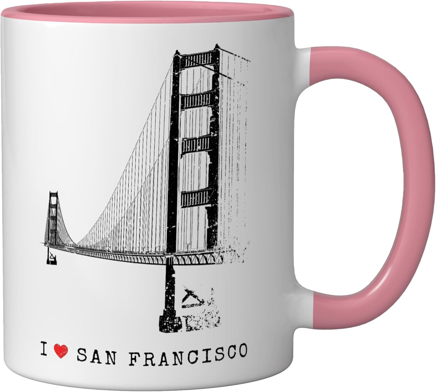 Taza cerámica San Francisco Golden Gate Bridge vintage pink/white