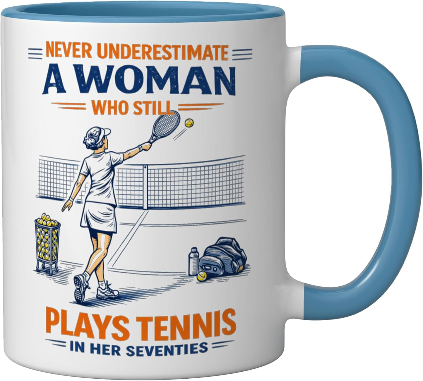 Taza Cerámica 70s Mujer Azul/Blanco