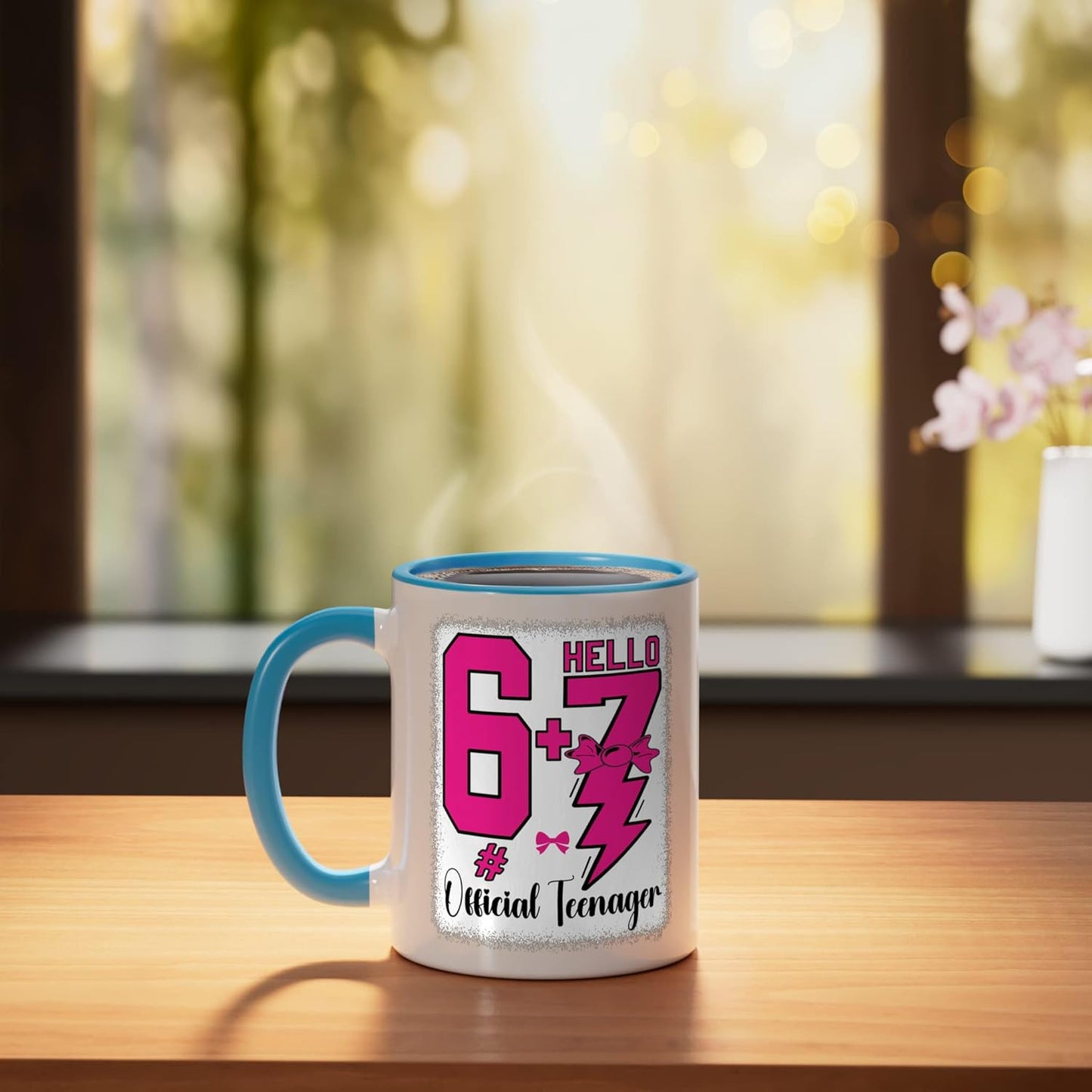 Taza Cerámica para Cumpleaños 13 Años Azul/Blanco