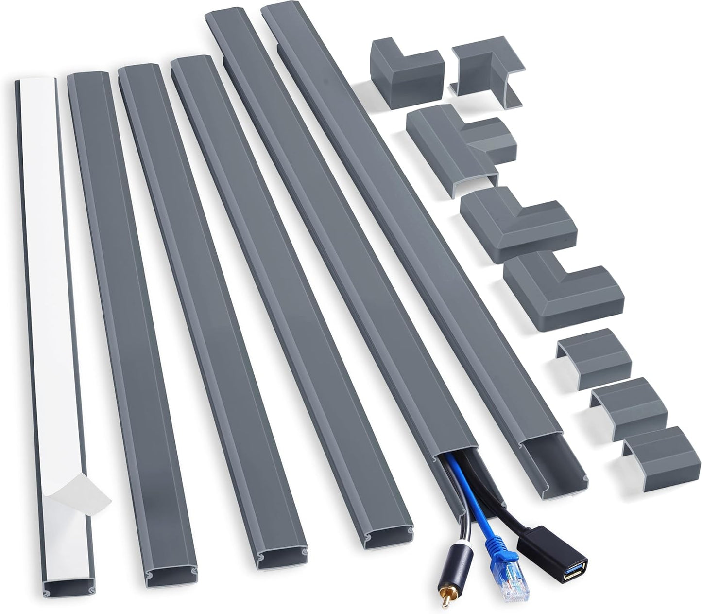 Kit canaleta cable pintable con cubiertas autoadhesivas 94.5pulg