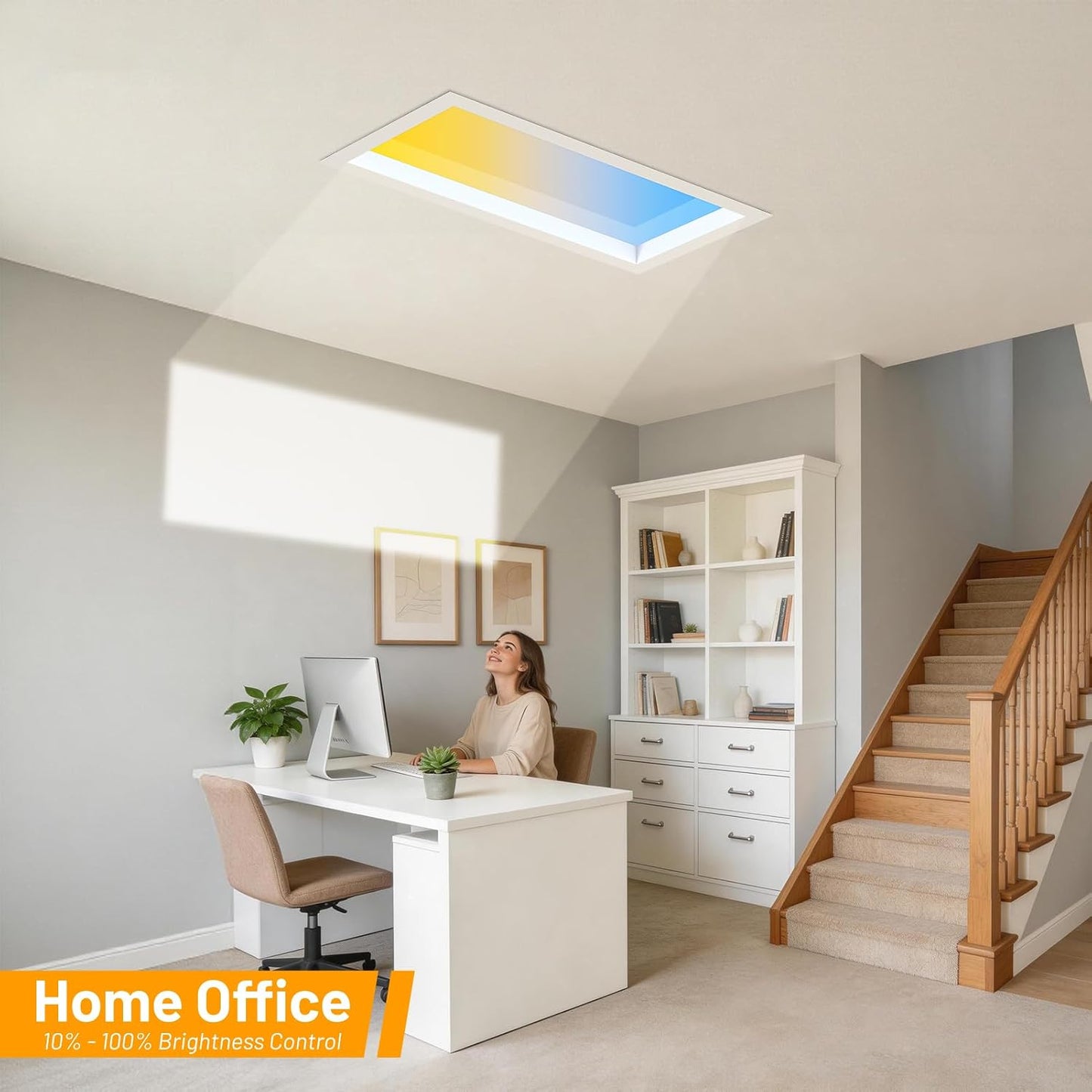 Panel luz LED cielo azul 1x2ft control remoto oficina