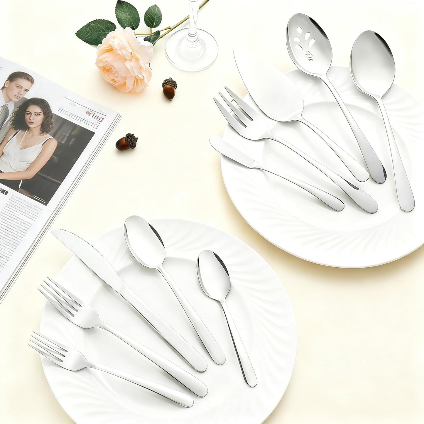 Set 45 Pzas Cubiertos Acero Inox para 8 Personas