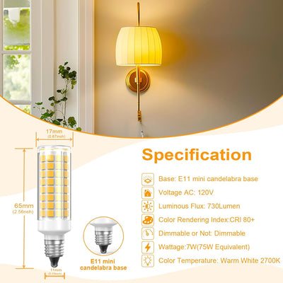Lámpara E11 LED regulable 7W para cocina y hogar