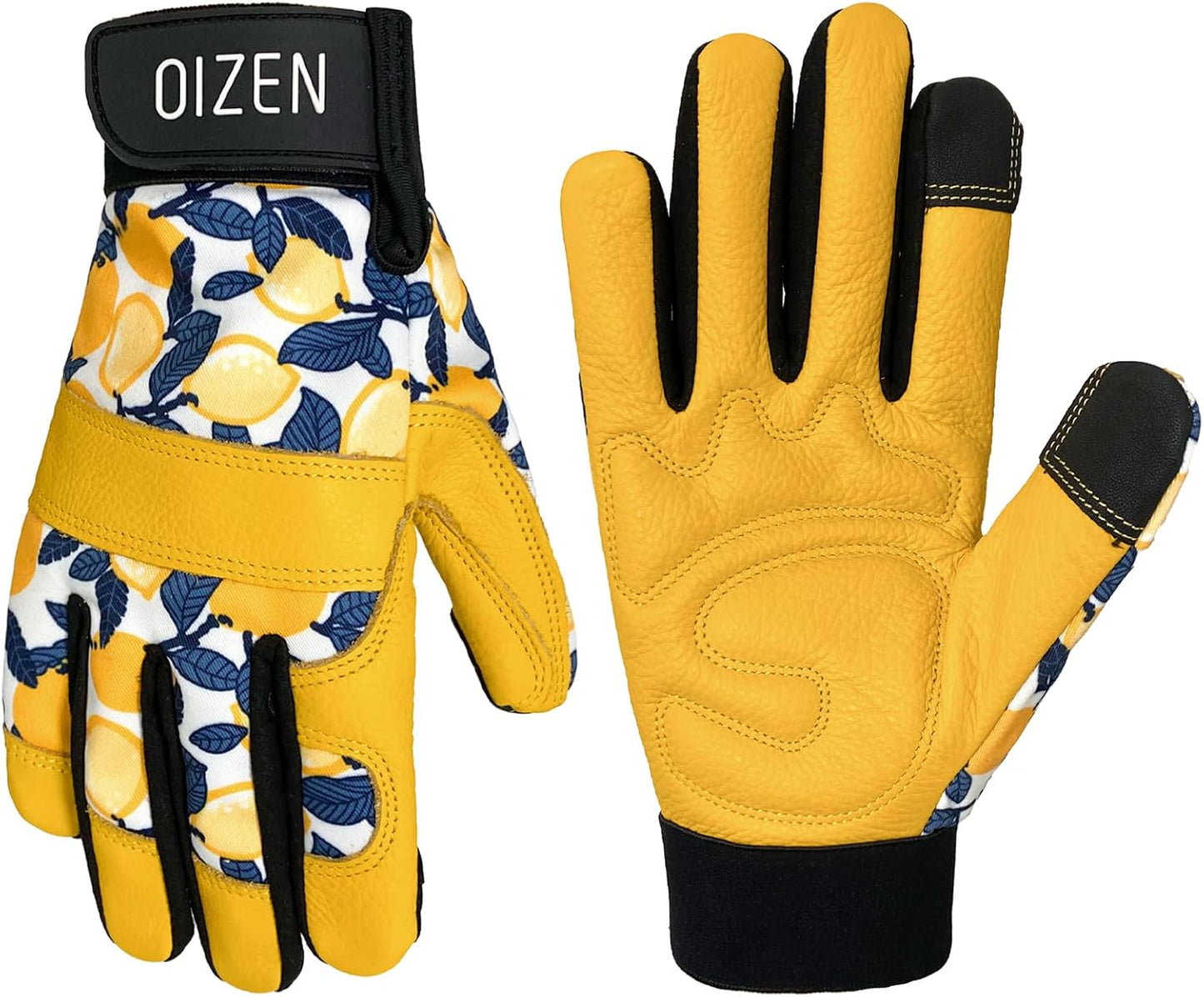Guantes cuero vaquero jardinería pantalla táctil