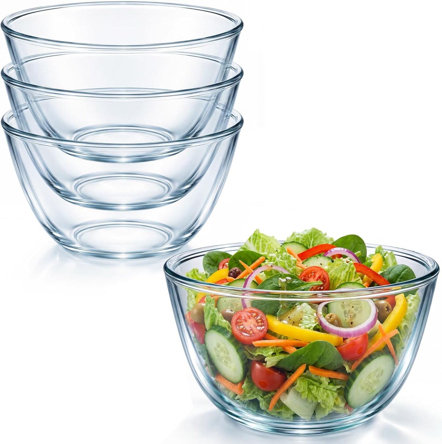 Set 4 Pzas Bowls Vidrio para Mezclar Cocina