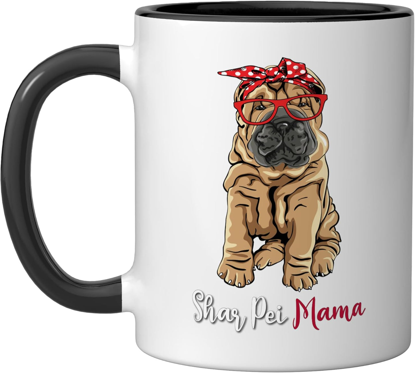 Taza Cerámica para Dueña de Perro Roja con Estilo Shar Pei