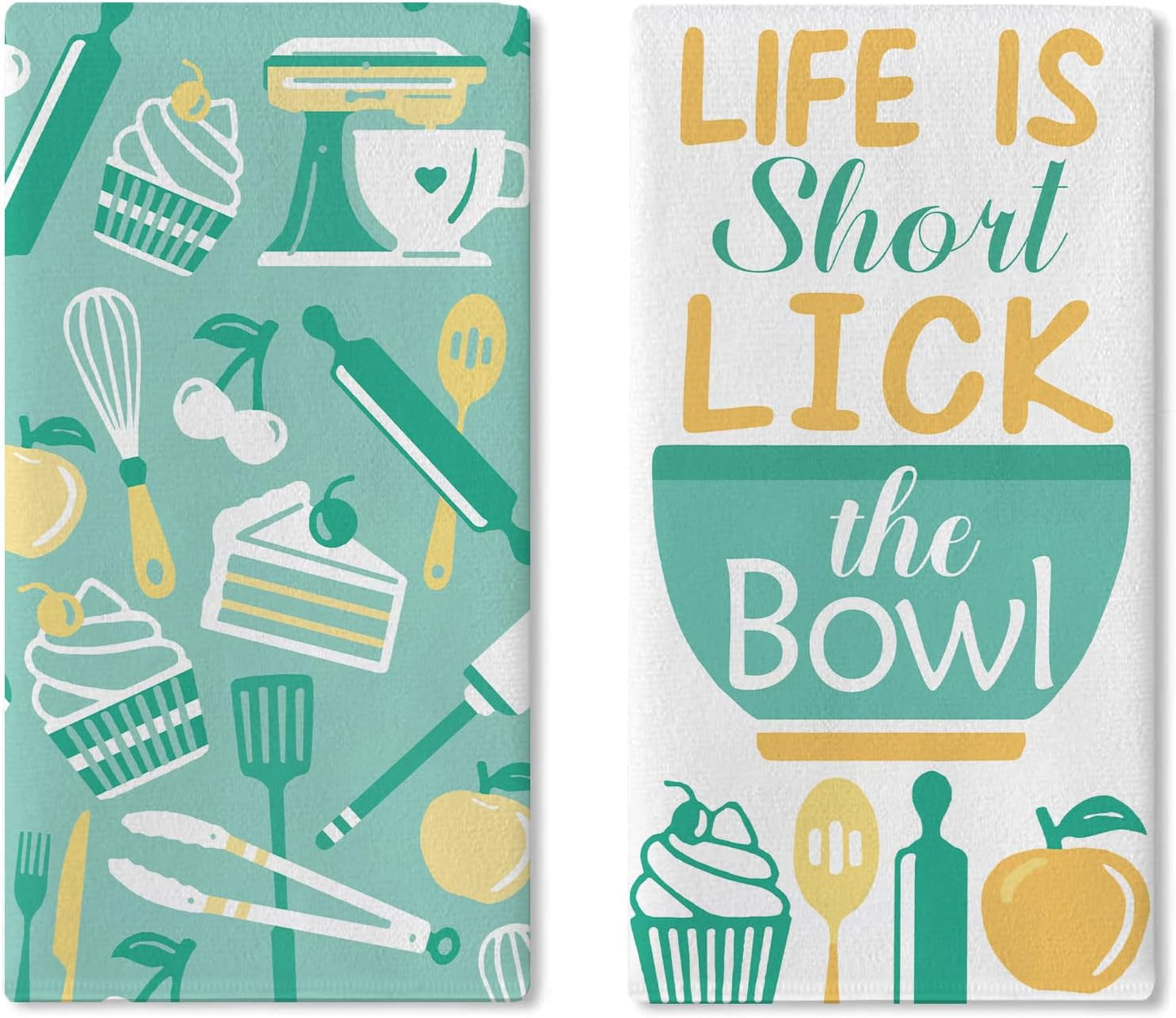 Toalla de cocina divertida para hornear postre verde magdalenas Life is Short