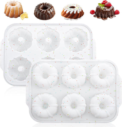 Mini moldes de tubo estriado con marco metálico antiadherente de silicona 6 cavidades para cupcakes y brownies
