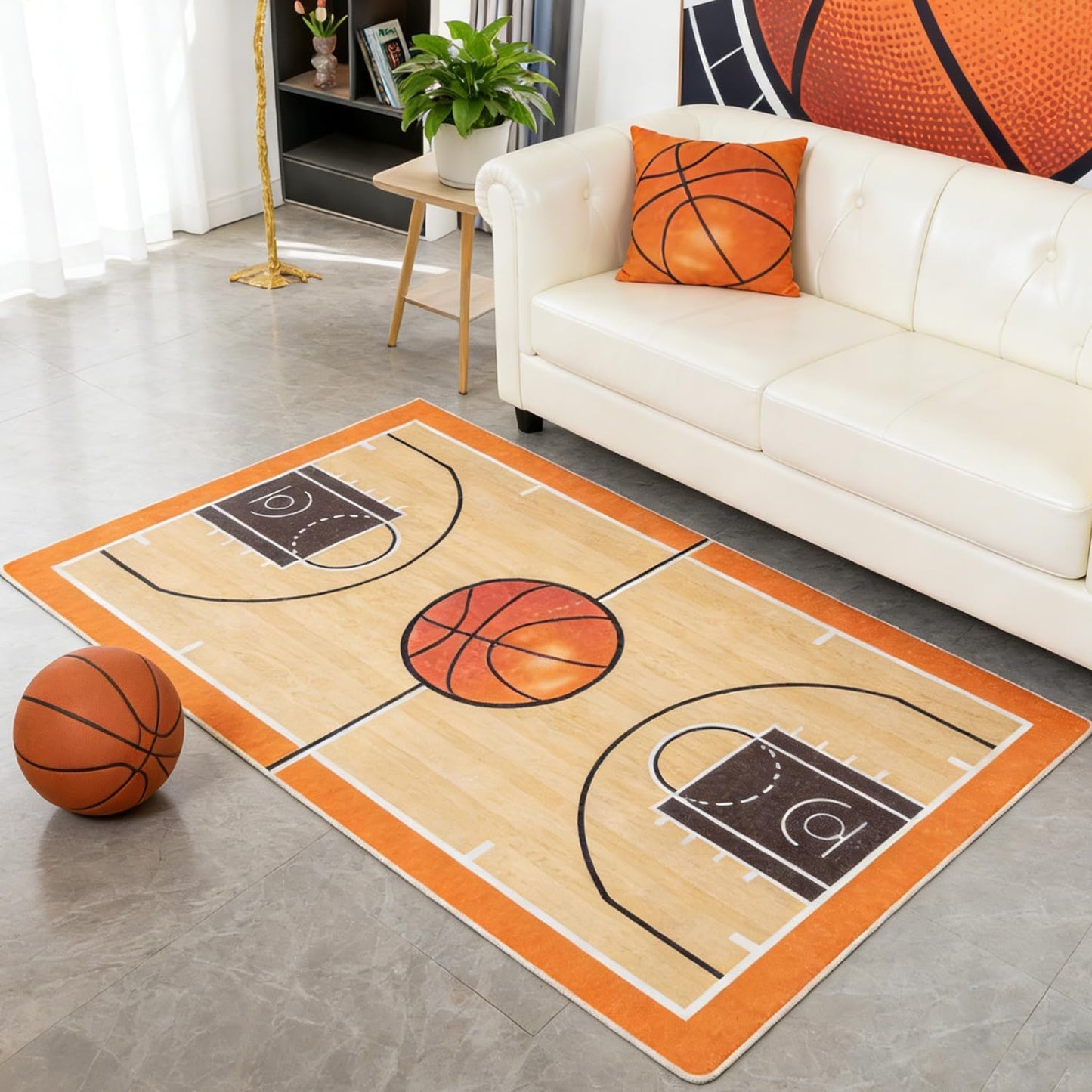 Alfombra baloncesto 3x5ft antideslizante sala juegos