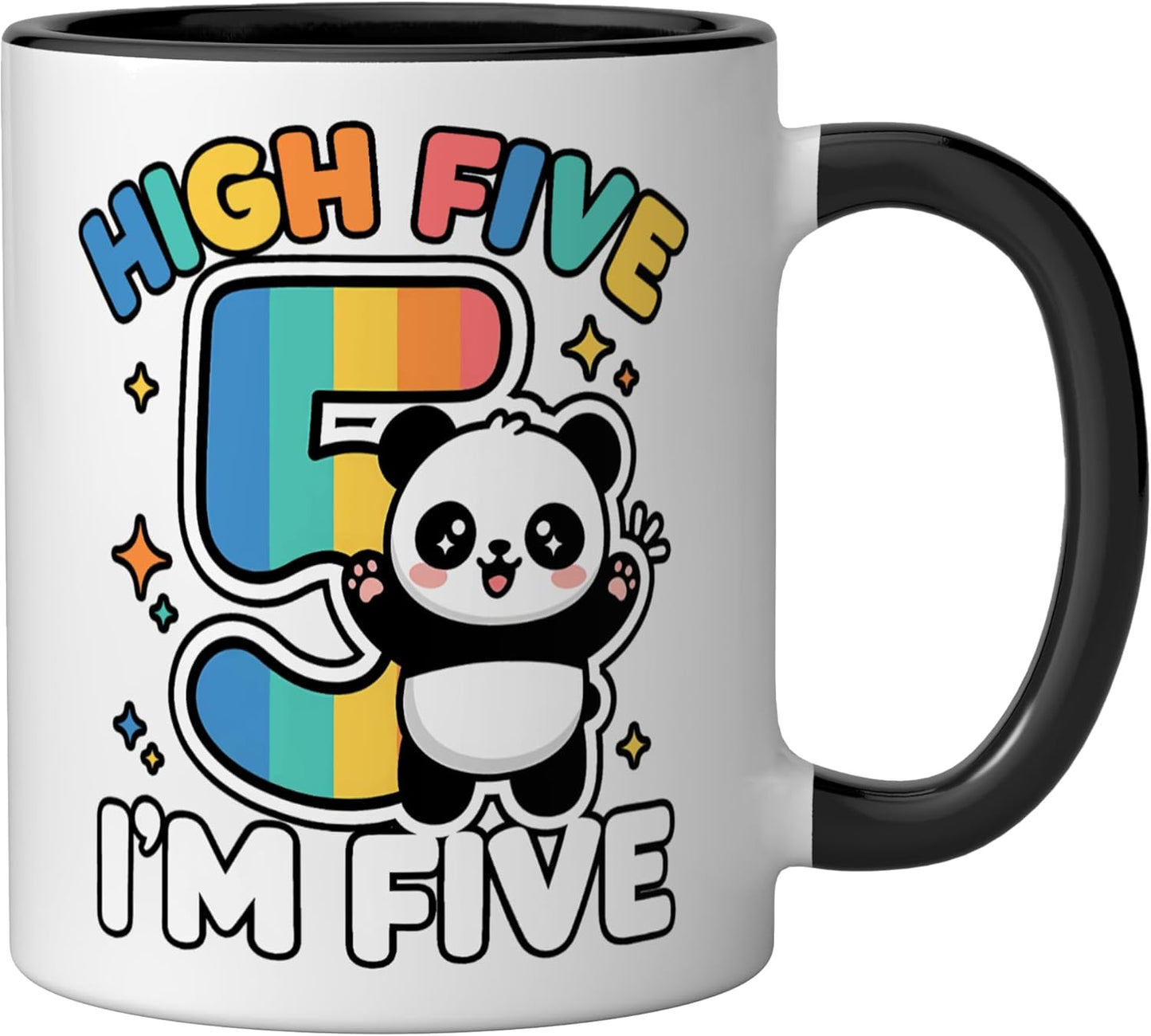 Taza cerámica panda para niños 5 años negro/blanco