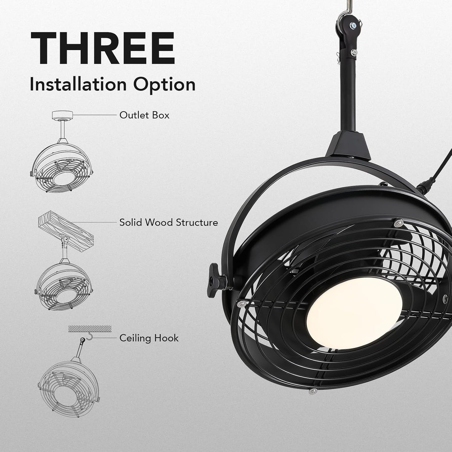 Ventilador techo exterior 20pulg luces 3CCT 6 velocidades
