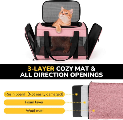 Transportador mascotas hasta 16lb suave para perros y gatos