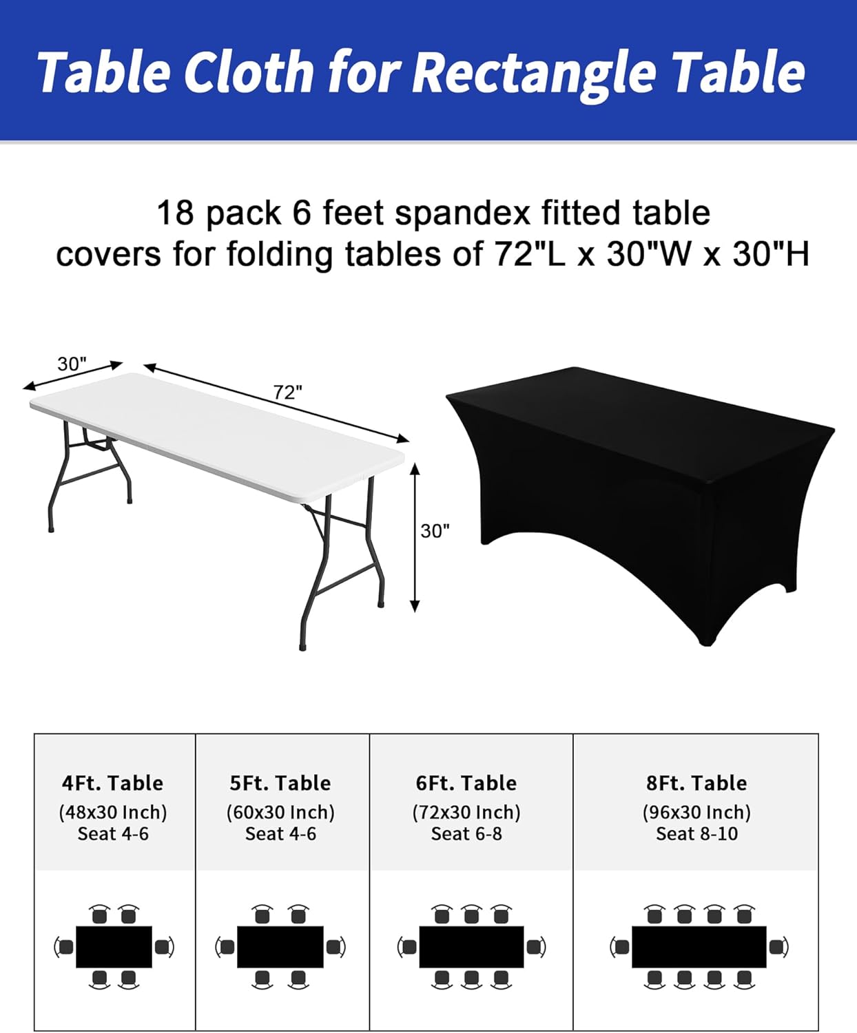 Pack 18 Manteles Elastano 6pies Resistentes Eventos Bodas