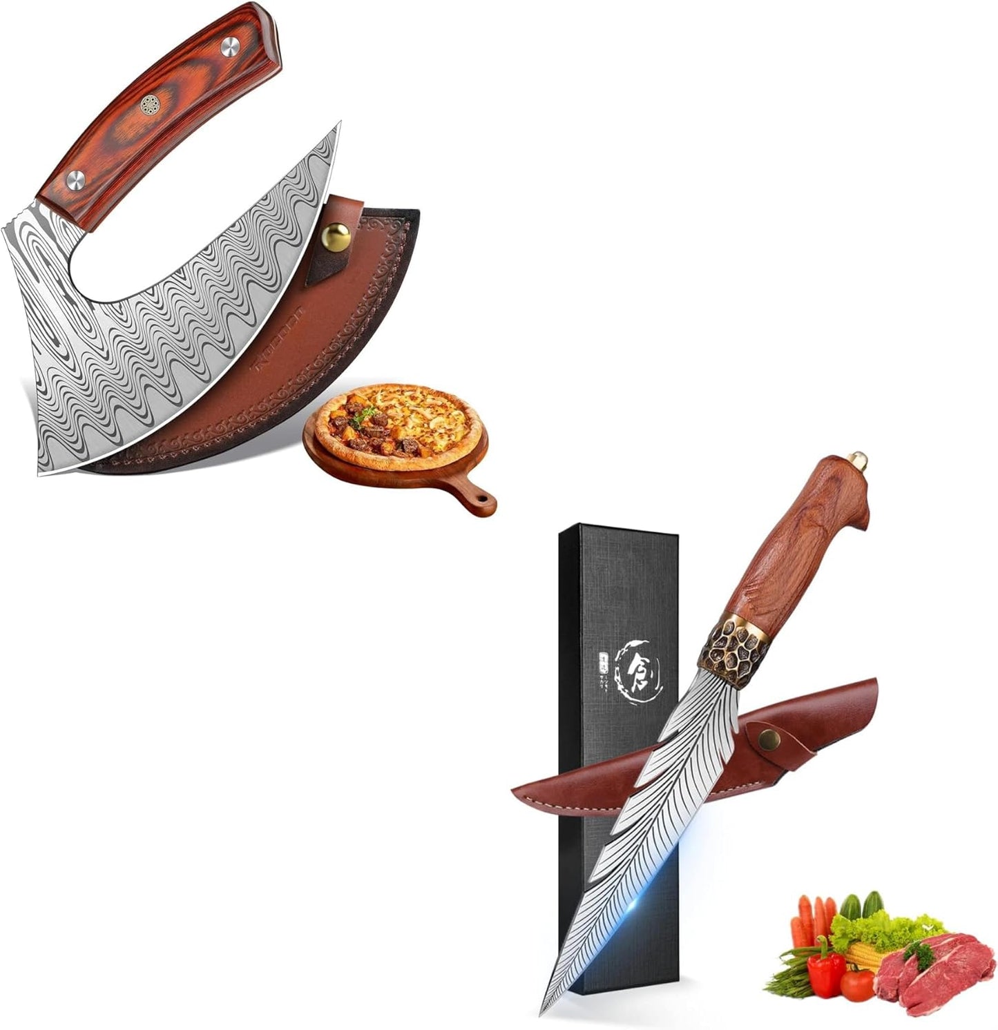 Cortador pizza cuchillo Ulu para cortar costillas y asados
