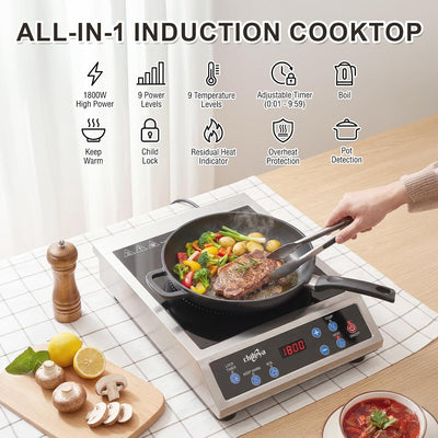 Placa inducción 1800W con bobina grande 9 temperaturas