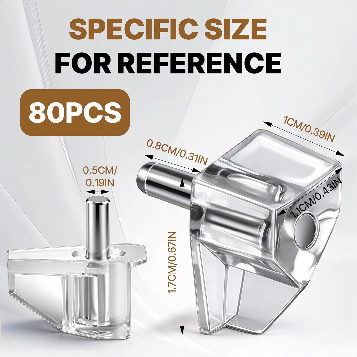 Clavijas transparentes 0.197pulg para estantes ajustables cocina