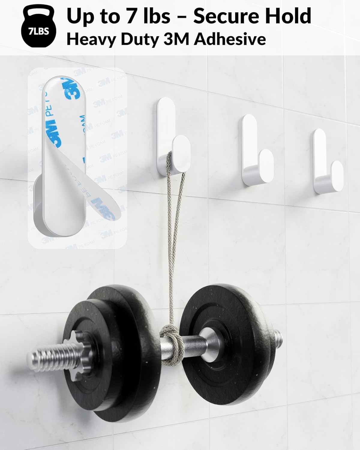 4 Pzas Ganchos Adhesivos Blancos para Baño Cocina