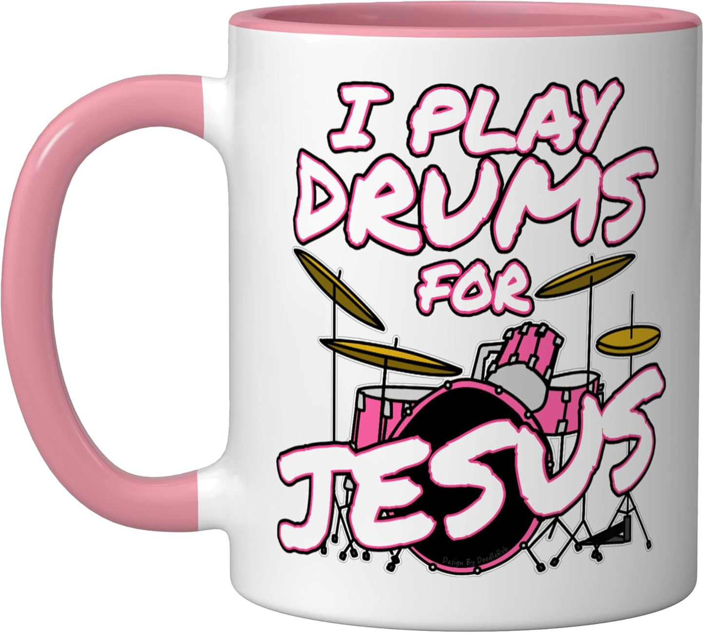 Taza Cerámica para Músico Cristiano Rosa/Blanca