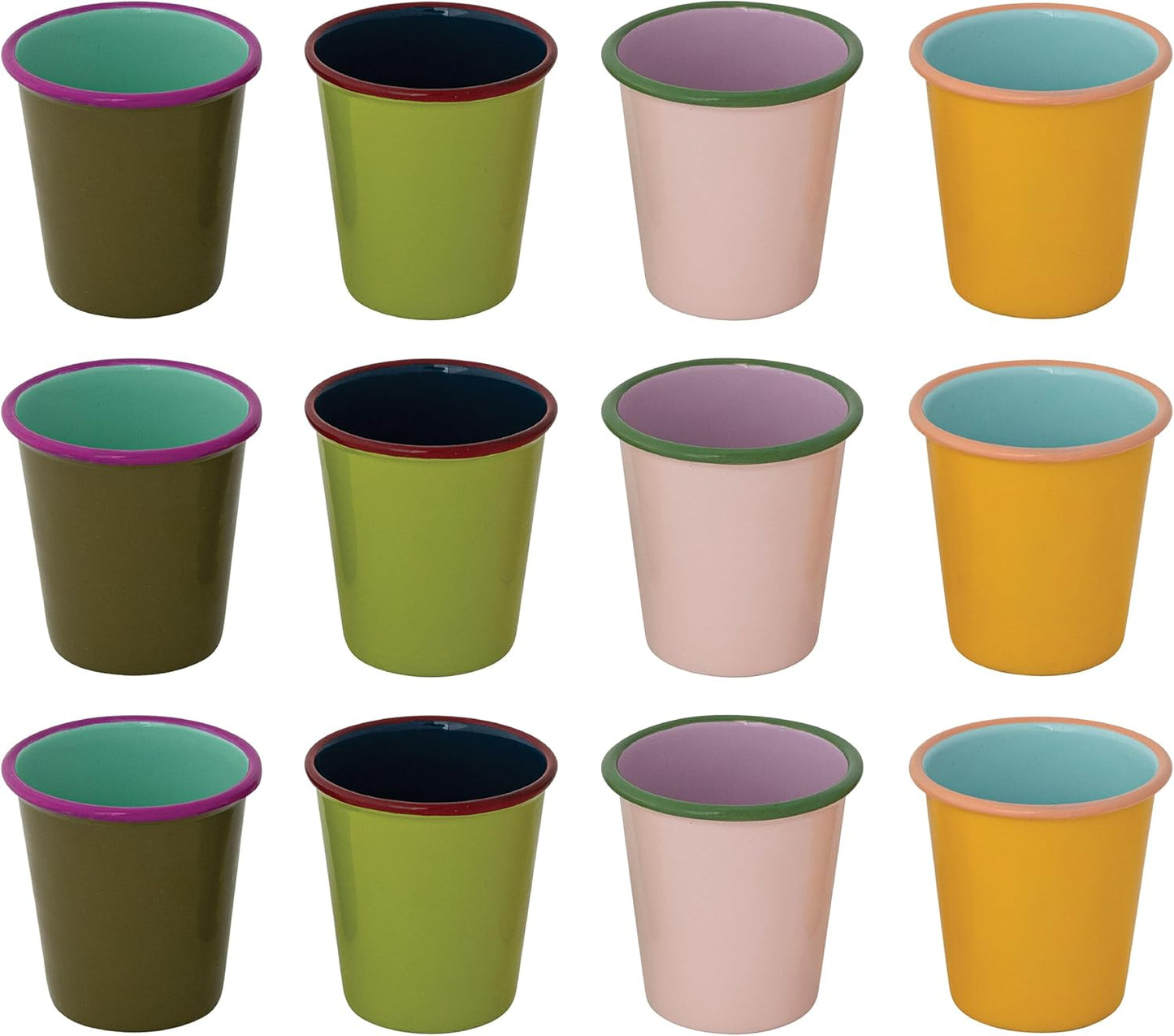 Juego de tazas de acero inoxidable esmaltado multicolor 12 piezas