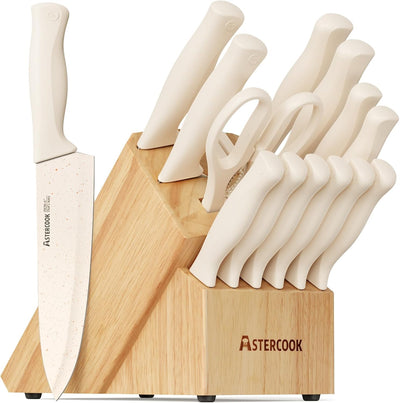 Set 15 Cuchillos Acero Inox Bloque Afilador Regalo San Valentín