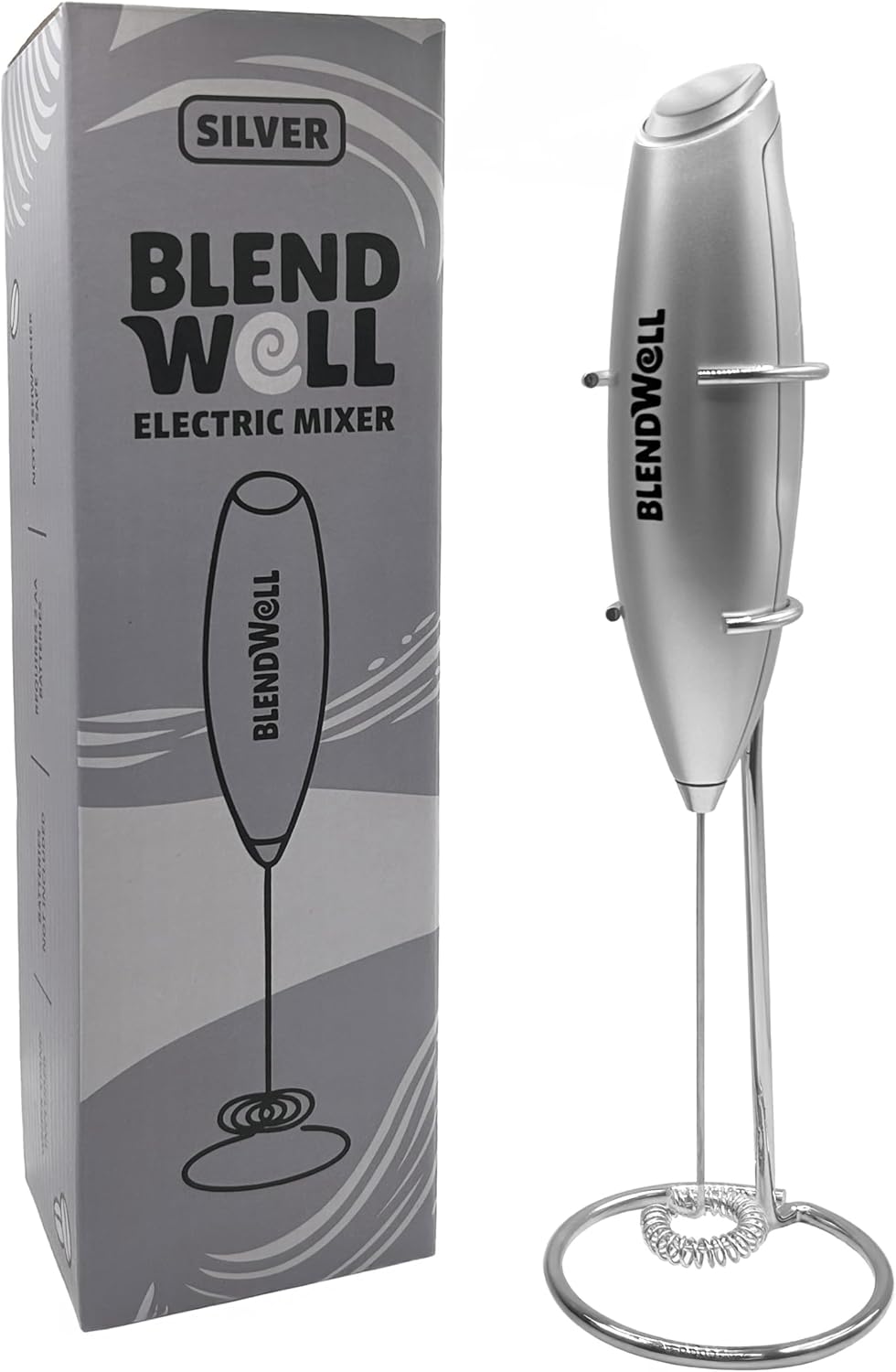 Espumador de leche eléctrico BlendWell para café y matcha con soporte