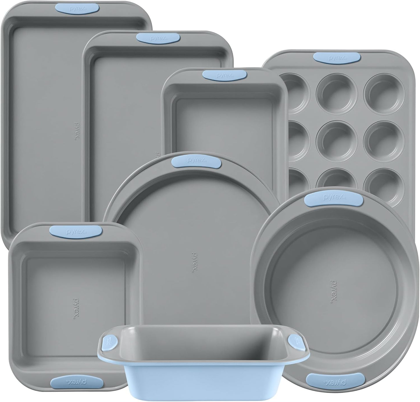 Set 8 Bandejas Hornear Acero Inox Asas Silicona