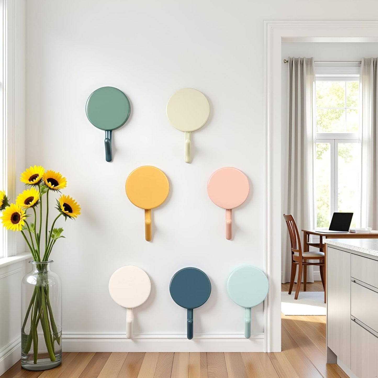 10 Ganchos Autoadhesivos Plástico para Pared Hogar Oficina