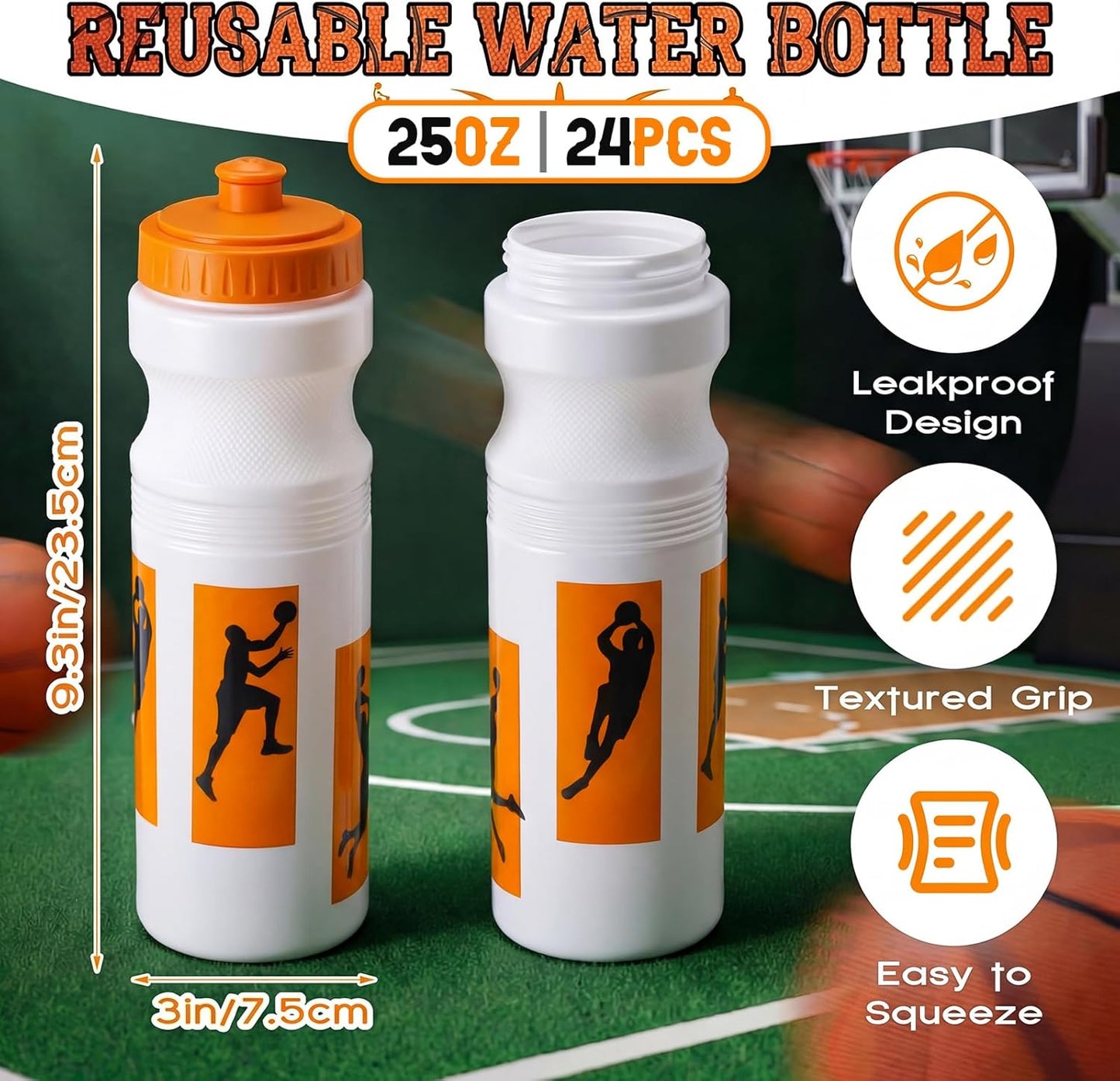 Botella de agua deportiva Talltalk reutilizable de 25 oz con tapa antifuga