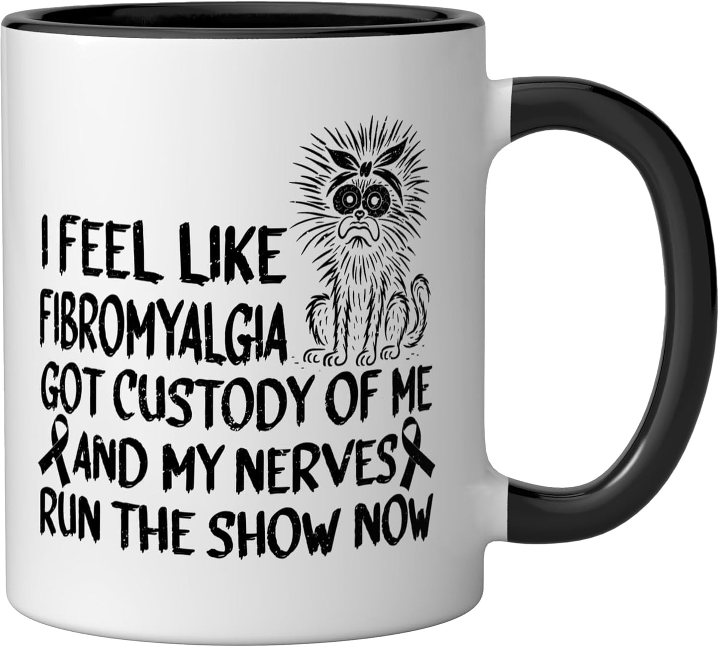 Taza cerámica para fibromialgia warrior flare day negra/blanca
