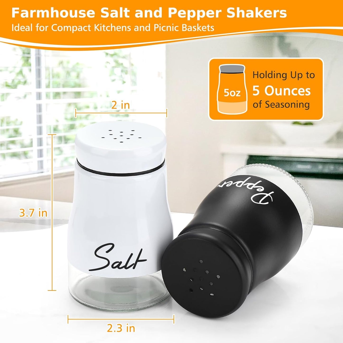 Juego de saleros y pimenteros con soporte de 5 oz para cocina