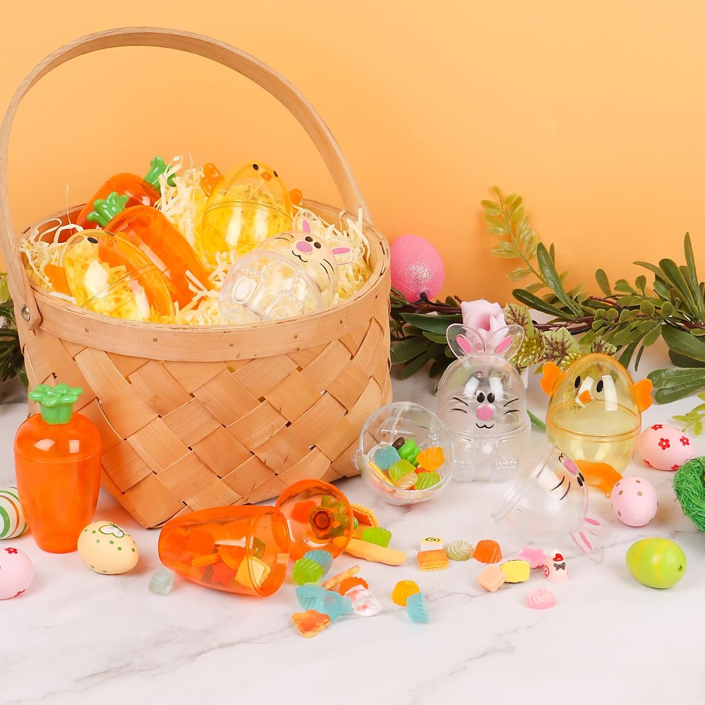 12 Recipientes Rellenables para Huevos de Pascua Cesta