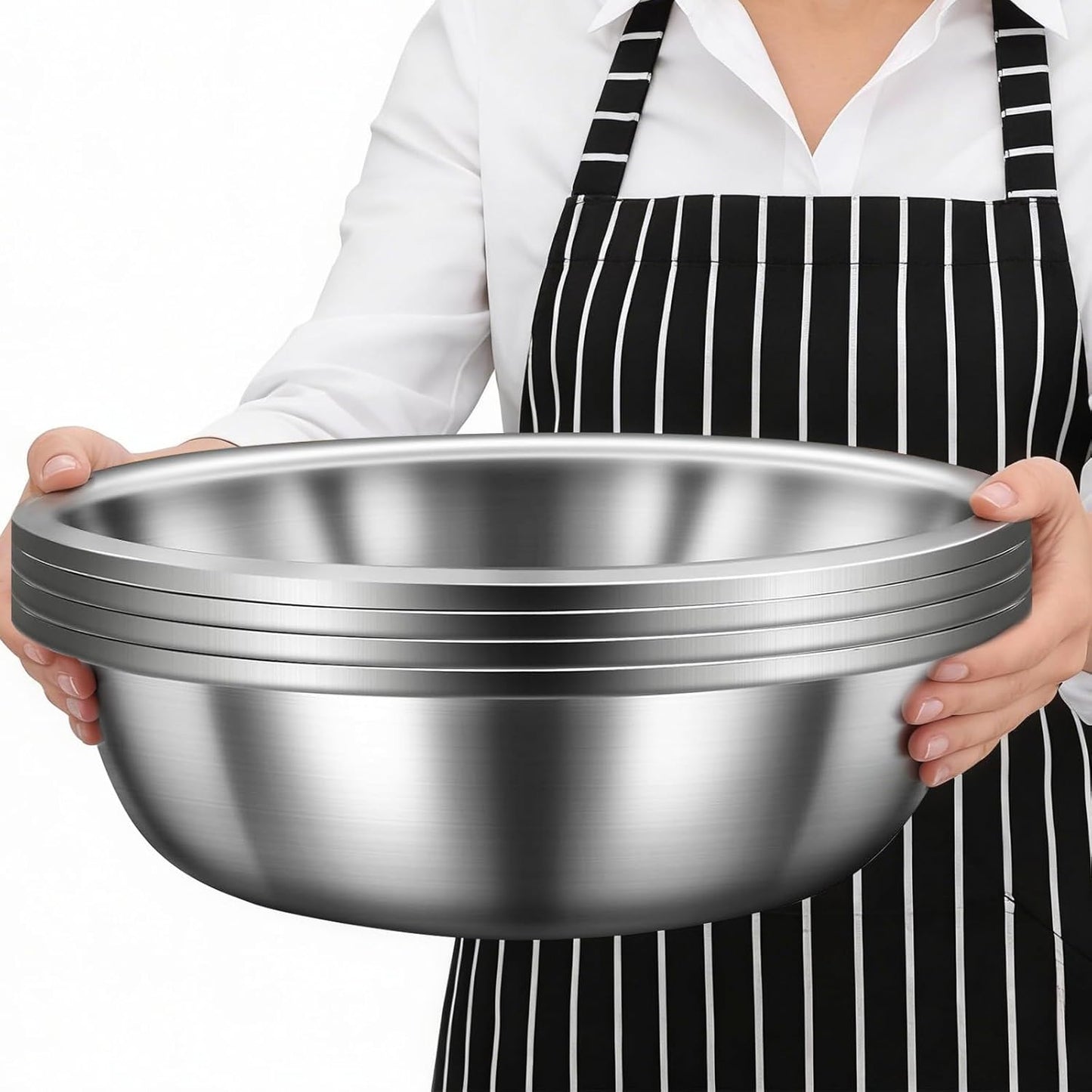 Set 4 Cuencos Acero Inox 304 13qt Base Plana Hogar Comercial