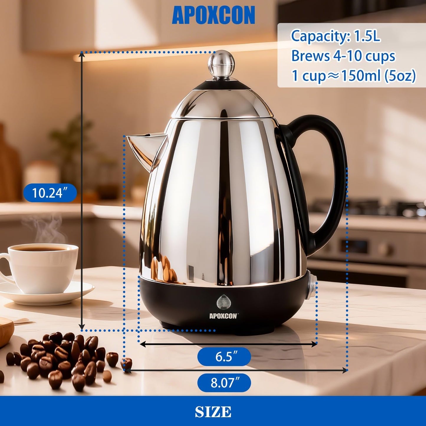Percolador café eléctrico acero inox con cepillo