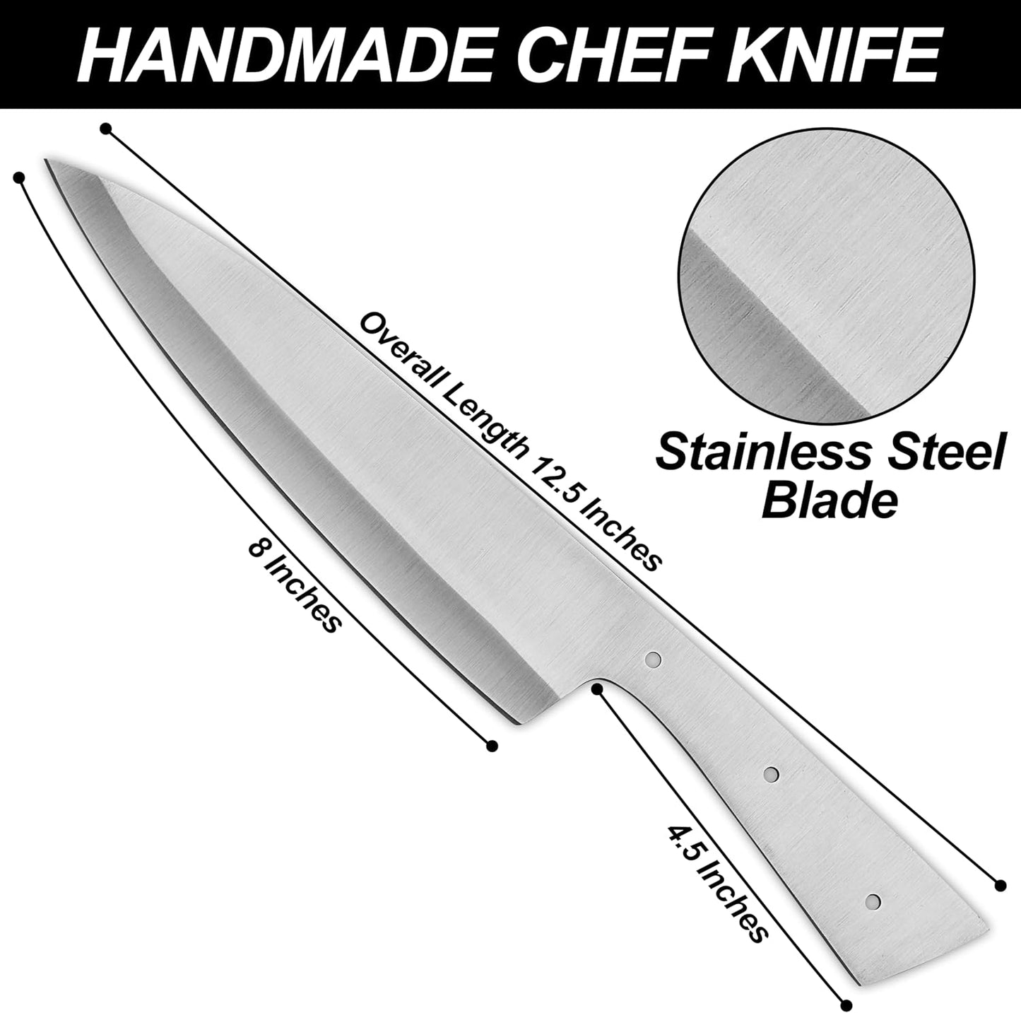 Cuchilla de chef de acero inoxidable afilada para cocina y bricolaje