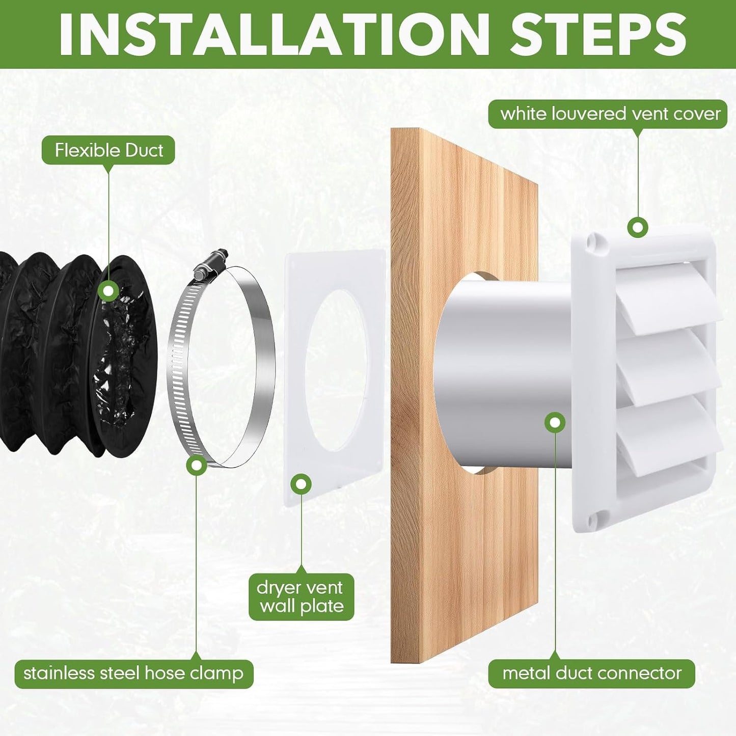 Kit ventilación secadora 4pulg conector manguera negro