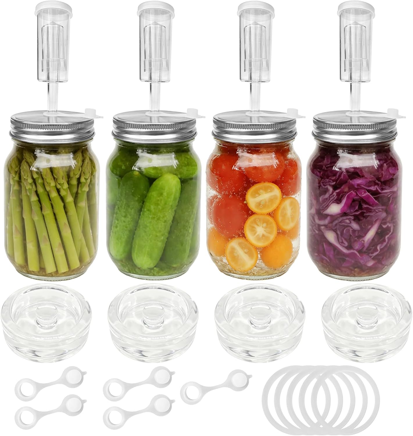 Kit de fermentación de tarros de masón con tapas, pesos y esclusas