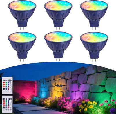 Bombilla LED MR16 RGBW CCT ajustable con control remoto GU5.3